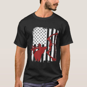 Elk Hunting Vintage Usa American Flag For Bow Hu T-Shirt
