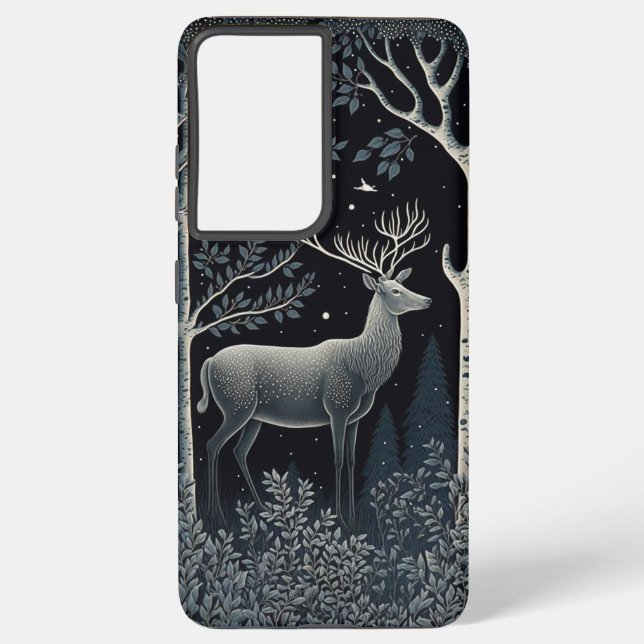 Elk In The Midnight Woods Samsung Galaxy S21+ Case (Back)