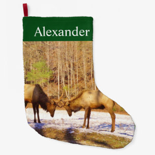 Elk in the Snow Large Christmas Stocking