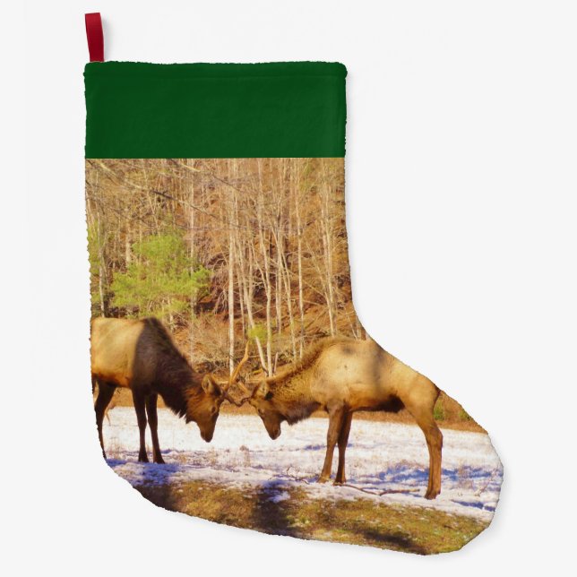 Elk in the Snow Large Christmas Stocking (Front)