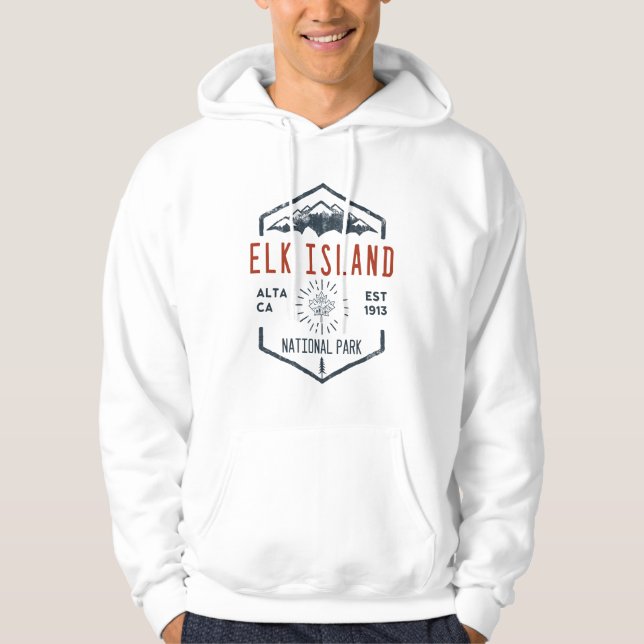 Elk Island National Park Canada Vintage Distressed Hoodie (Front)