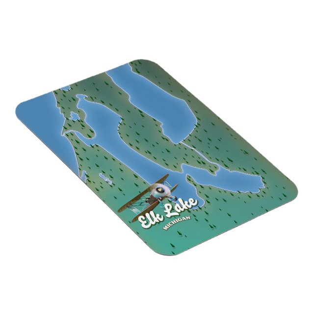 Elk Lake Michigan map Magnet (Right Side)