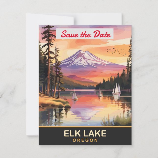 Elk Lake Oregon Mountain Wedding Invitation (Front)