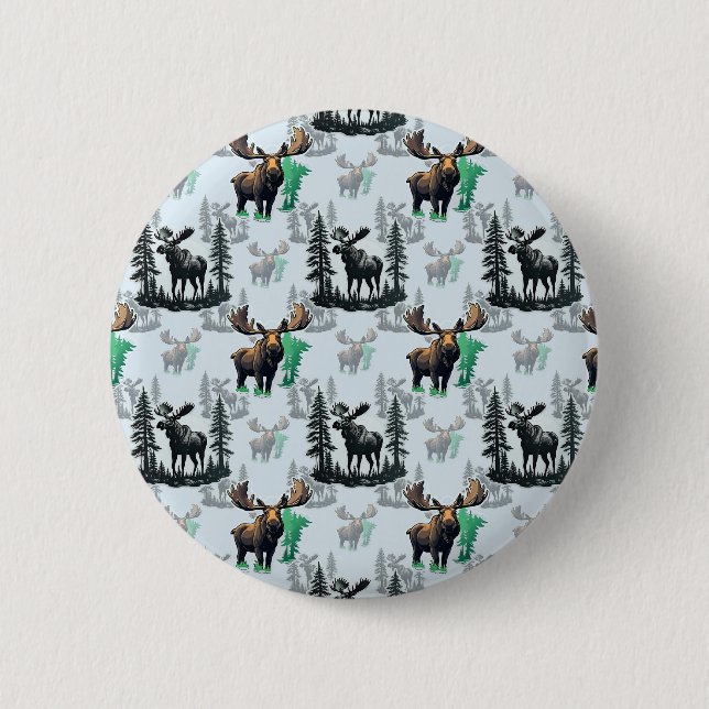 Elk Moose Antlers Deer Pattern Design  6 Cm Round Badge (Front)