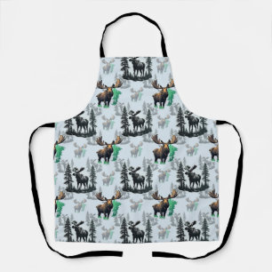 Elk Moose Antlers Deer Pattern Design Apron