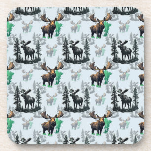 Elk Moose Antlers Deer Pattern Design Coaster
