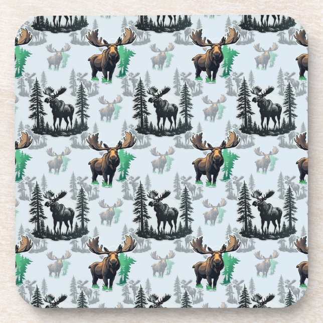 Elk Moose Antlers Deer Pattern Design  Coaster (Front)