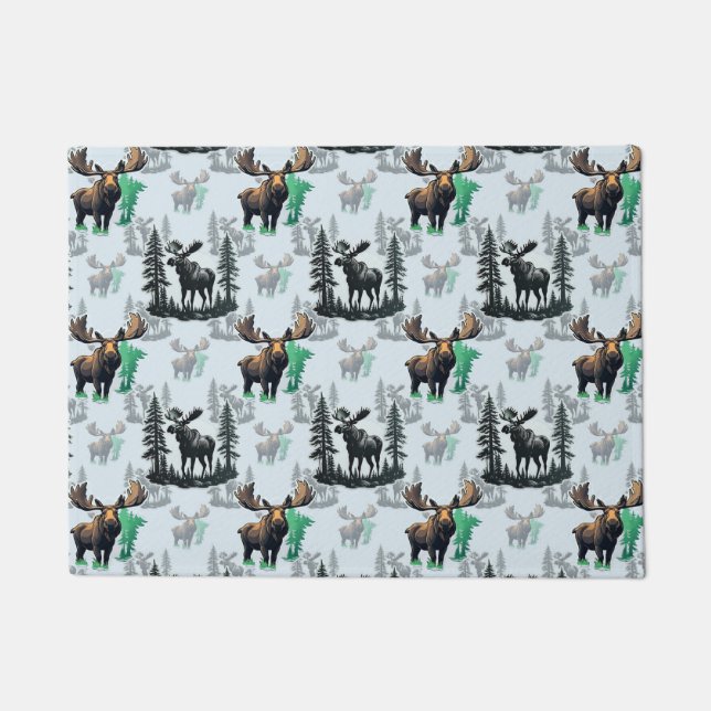 Elk Moose Antlers Deer Pattern Design  Doormat (Front)