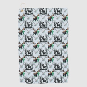 Elk Moose Antlers Deer Pattern Design Golf Towel