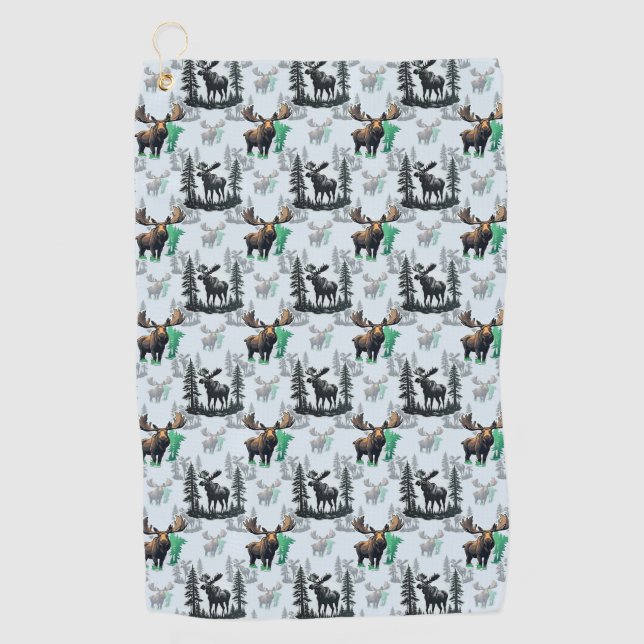 Elk Moose Antlers Deer Pattern Design  Golf Towel (Front)