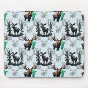 Elk Moose Antlers Deer Pattern Design Mouse Mat