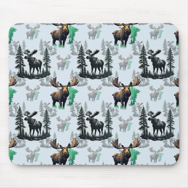 Elk Moose Antlers Deer Pattern Design  Mouse Mat (Front)