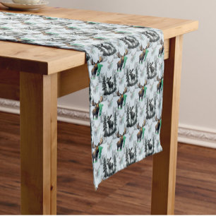 Elk Moose Antlers Deer Pattern Design Short Table Runner