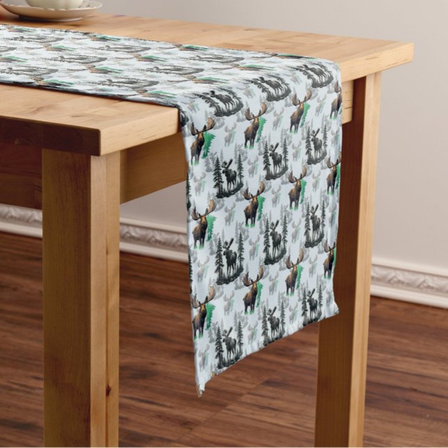 Elk Moose Antlers Deer Pattern Design  Short Table Runner (Creator Uploaded)