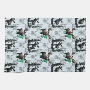 Elk Moose Antlers Deer Pattern Design Tea Towel