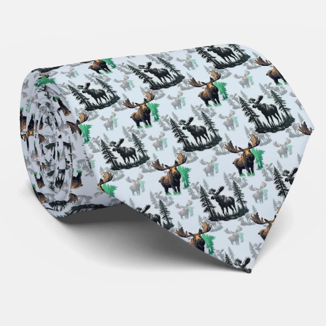 Elk Moose Antlers Deer Pattern Design  Tie (Creator Uploaded)