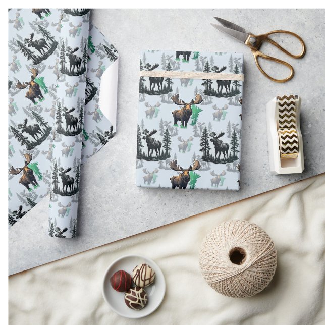 Elk Moose Antlers Deer Pattern Design  Wrapping Paper (Creator Uploaded)