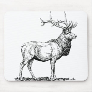 Elk Moose Deer Head Animal Hunting Antlers Mouse Mat