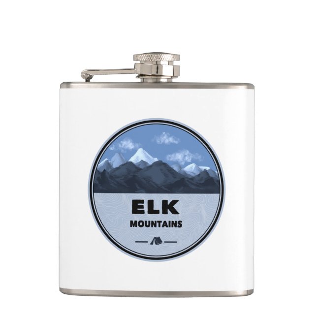 Elk Mountains Colorado Camping Hip Flask (Front)