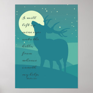 Elk Nature Bible Verse Christian Print Poster