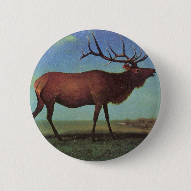 Elk Painting 6 Cm Round Badge (Front)