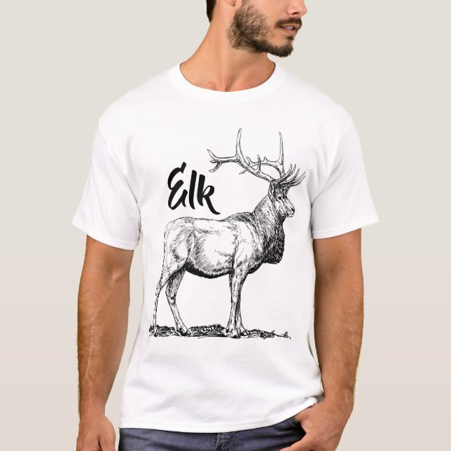 Elk Print Men's Basic T-Shirt (Front)