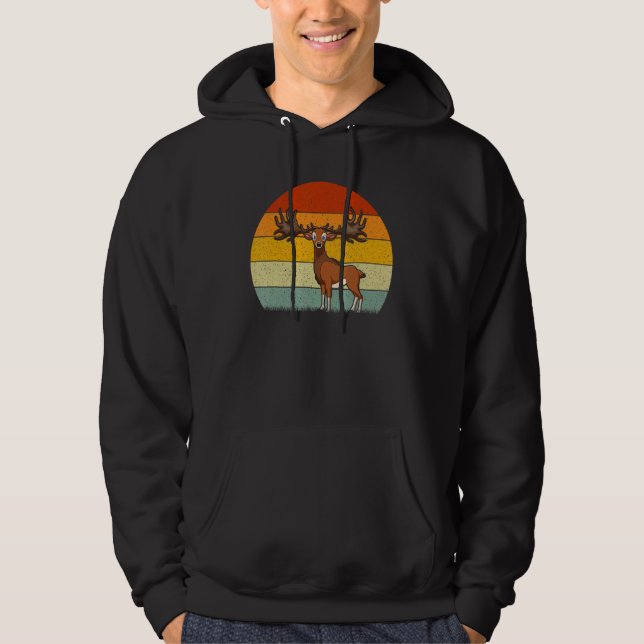 Elk  Retro Style Vintage Hoodie (Front)
