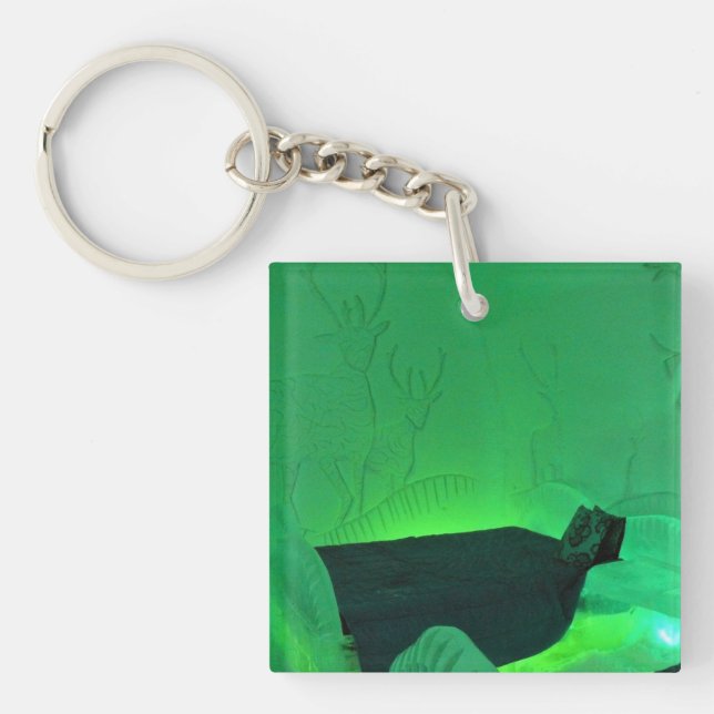 Elk Room at Hotel de Glace, Quebec, Canada Key Ring (Front)