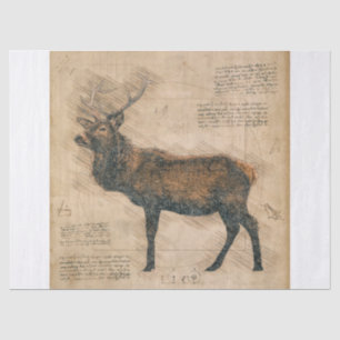 Elk Rustic Grunge Drawing Tissue Paper