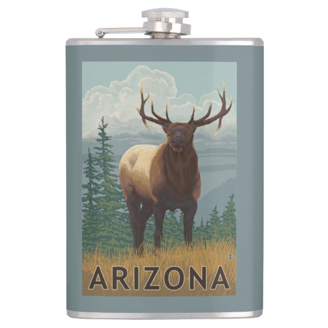 Elk SceneArizona Hip Flask (Front)