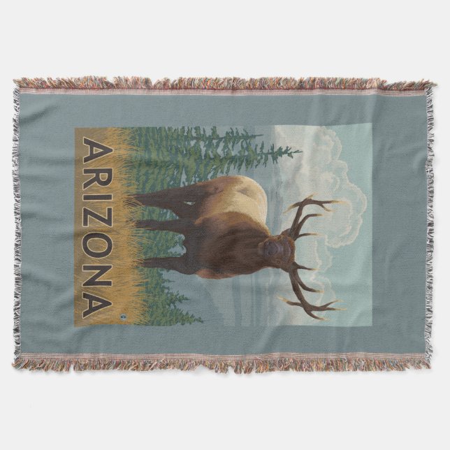 Elk SceneArizona Throw Blanket (Front)