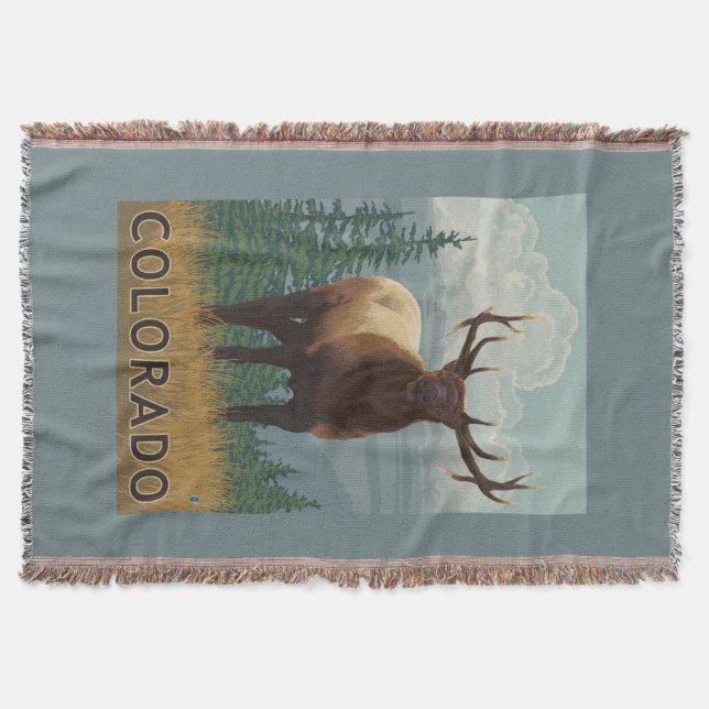 Elk SceneColorado Throw Blanket (Front)