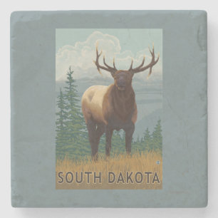 Elk SceneSouth Dakota Stone Coaster