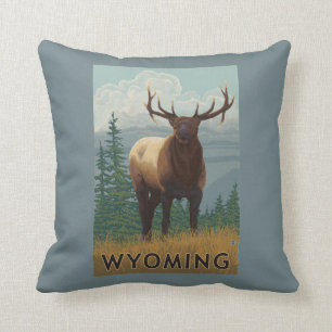 Elk SceneWyoming Cushion