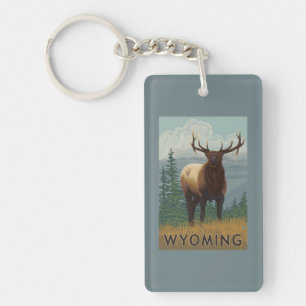 Elk SceneWyoming Key Ring