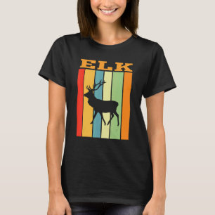 Elk Shadow Silhouette In Retro Colours T-Shirt