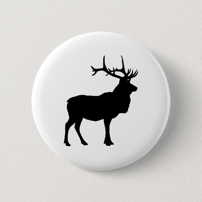 Elk Silhouette 6 Cm Round Badge (Front)