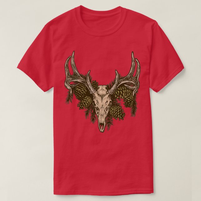 Elk skull and pine cone T-Shirt (Design Front)