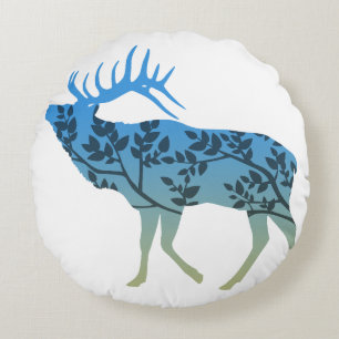 Elk Tree Round Cushion