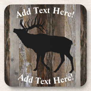Elk Vintage Wood Rustic Wood Coaster