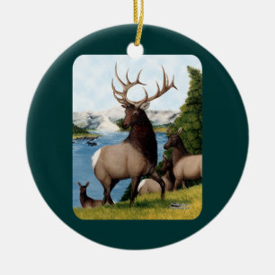 Elk Wapiti Ceramic Tree Decoration