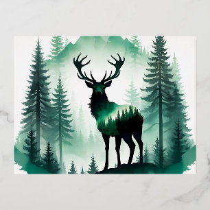 Elk Wildlife Animal Nature Environment Forest Art Foil Holiday Postcard