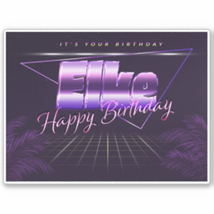 Elke Name Vorname lila retro Sticker Geburtstag