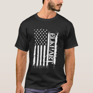 Elkhart United States Distressed w US Flag T-Shirt
