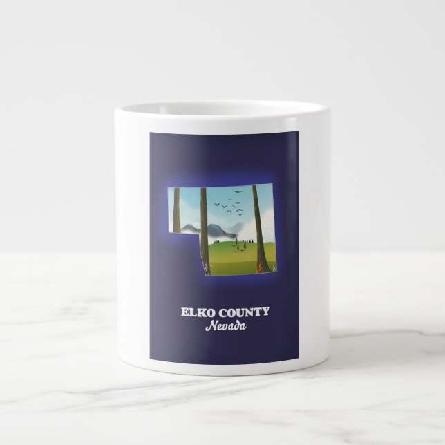 Elko County Nevada map Large Coffee Mug (Front)