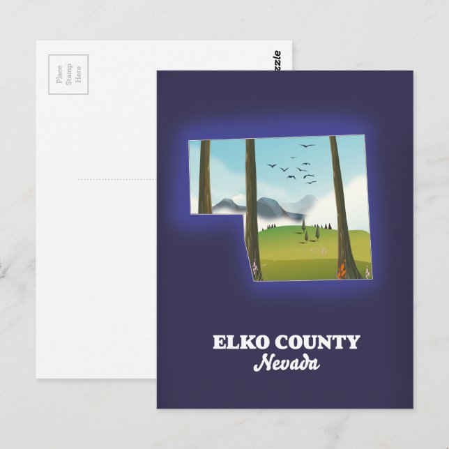 Elko County Nevada map Postcard (Front/Back)