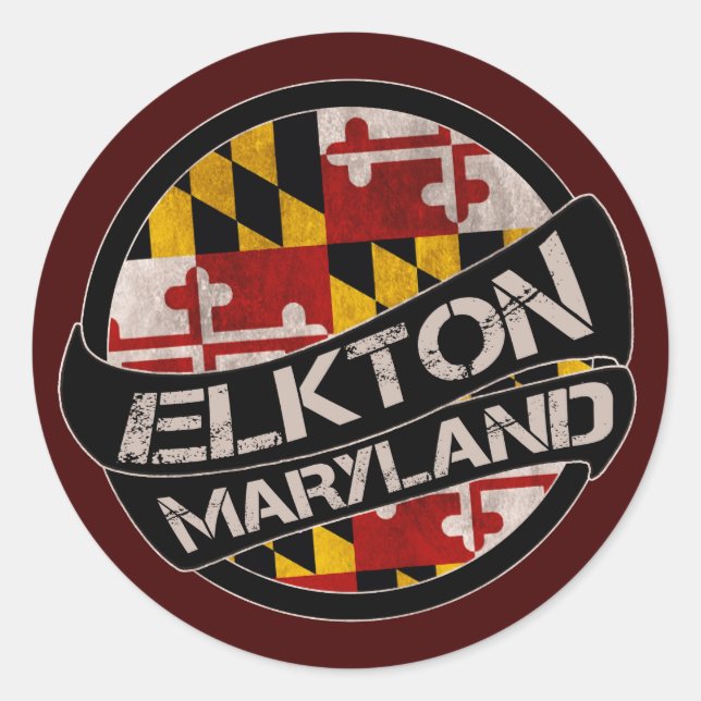 Elkton Maryland flag grunge stickers (Front)