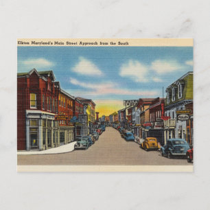 Elkton Maryland, Main Street Vintage Postcard