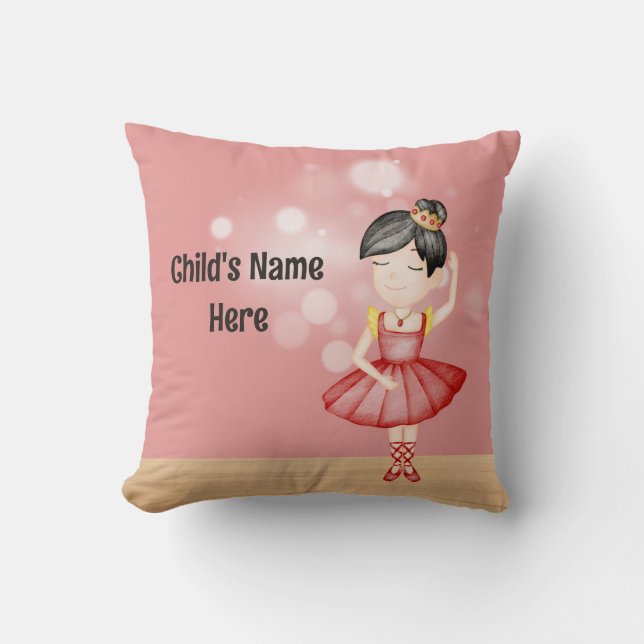 Ella Ballerina Square Throw Pillow (Front)