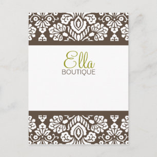 Ella Brown Damask Chic Postcard Vertical